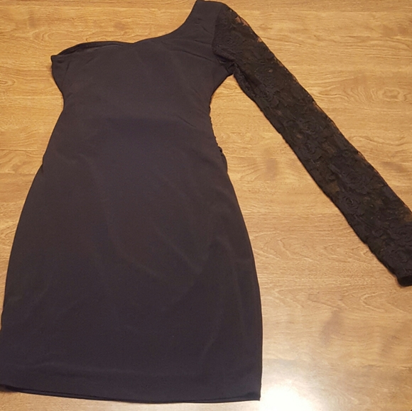 RUBY ROX SINGLE LACE LONG SLEEVE BLACK DRESS SMALL - Picture 3 of 4